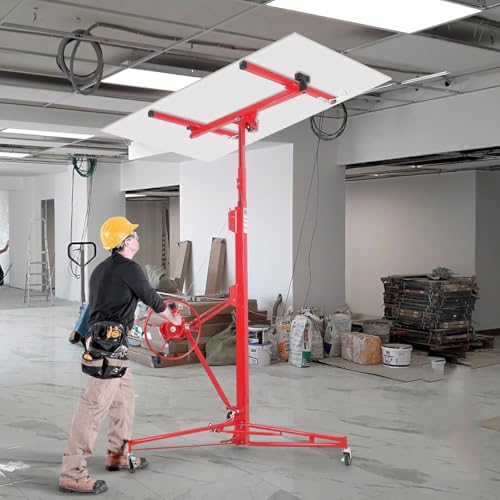 XXL Plattenheber, Trockenbau Montagehilfe bis 68 kg mit 360°Räder, Höhe 190-485cm, 1-Mann-Bedienung Rigips Werkzeug für Innenausbau, Hebevorrichtung für Paneele, Türen von Hapihom