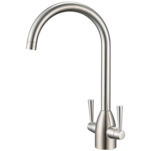 Küchen-Wasserhahn mit Doppelhebel, Gebürstet, Brushed Küchen-Wasserhahn mit Doppelhebel, Gebürstet, Brushed von Hapilife