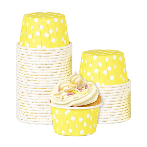 100 Stück Cupcake Förmchen, Mini Papierkuchen Cupcake Backförmchen Muffinförmchen Cupcake Formen, Geburtstags Muffin Wrapper Cupcake Backform Bechereinlagen für Party, Hochzeit, Festival(Gelb) von Hapivida