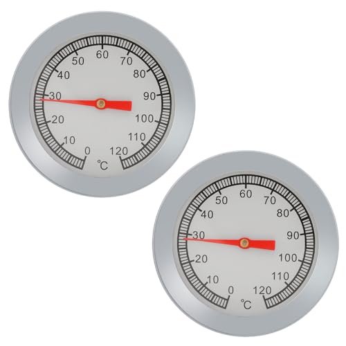 2 Stück BBQ Edelstahl Grill Thermometer Ø 54mm 120℃ / 248℉ Röstthermometer Gasgrillthermometer Kochthermometer Pizza Grill Thermometer Temperaturanzeige von Hapivida