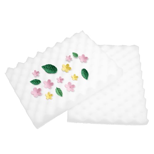 2 Stück Fondant Schaumstoff Pads, Gewellte Schwammmatte Zuckerblumen Trocknungs Modellierschaum Tablett Form Schwamm Pad Sugarcraft Modellierpad für Kuchendekorationswerkzeuge von Hapivida