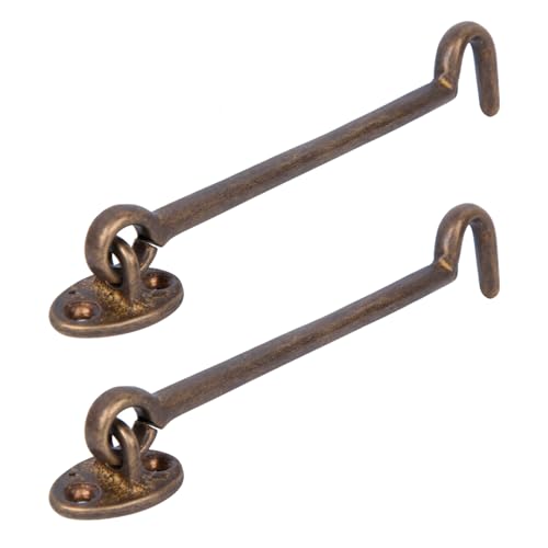 2 Stück Sturmhaken mit Öse 17 cm Vintage Kabinenhaken Messing Ösenriegel Tuer Haken und Oese Sturmhaken für Scheunentor, Bronze von Hapivida