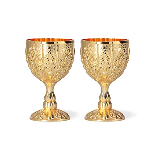 2 Stück Vintage Kelch Goldene Weingläser Geprägte Tasse Retro Ornamente für Hausbar Party Hochzeit 4,2 x 6,8 cm(A) von Hapivida