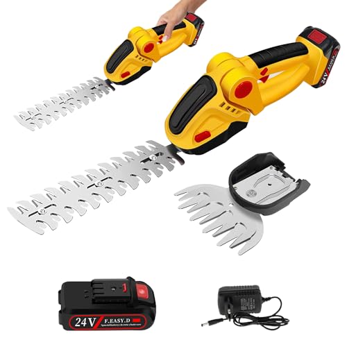 24V Akku-Grasschere Handhedge Trimmer, 2-in-1 Verstellbare elektrische Gras Trimmer Heckenschere für Garten Rasen von Hapivida