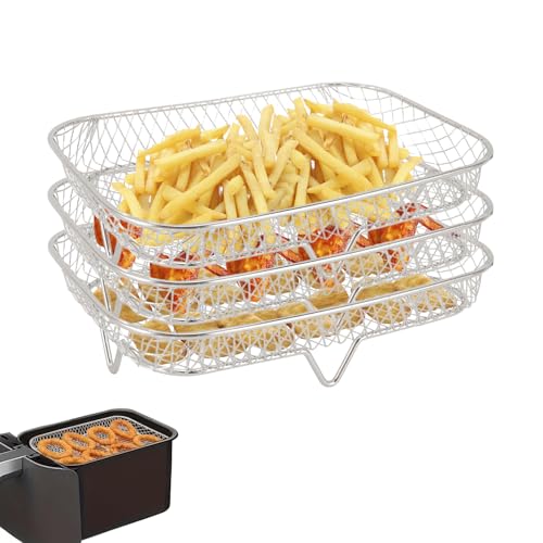 3 Stück Air Fryer Racks 19×13×9 cm Edelstahl Rechteckig Air Fryer Stand Dreischichtiges Luftfritteusen Dörrgestell Heißluftfritteuse Grillrost Dehydrate Rack Heißluftfritteuse Zubehör 3 Stück Air Fryer Racks 19×13×9 cm Edelstahl Rechteckig Air Fryer Stand Dreischichtiges Luftfritteusen Dörrgestell Heißluftfritteuse Grillrost Dehydrate Rack Heißluftfritteuse Zubehör von Hapivida