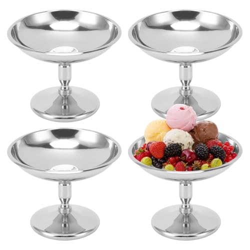 4 Stück Eisbecher Ø 10cm Vintage Edelstahl Dessertschale Cocktail Gläser Dessertschale mit Fuß, Ice Cream Sundae Dessertgläser für Obst Salat Joghurt und Fruchtpudding, für Hochzeiten, Partys 4 Stück Eisbecher Ø 10cm Vintage Edelstahl Dessertschale Cocktail Gläser Dessertschale mit Fuß, Ice Cream Sundae Dessertgläser für Obst Salat Joghurt und Fruchtpudding, für Hochzeiten, Partys von Hapivida