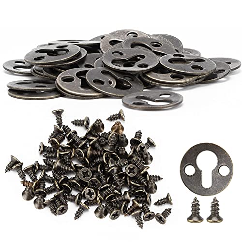 Bilder Aufhängeset, Rund Schrankaufhänger 10 mm Runde Schlüssellochaufhänger Metall Vintage Doppelloch Schlüsselloch Aufhänger mit Schrauben zum Aufhängen von Bilderrahmen Spiegeln (100 Stück) von Hapivida