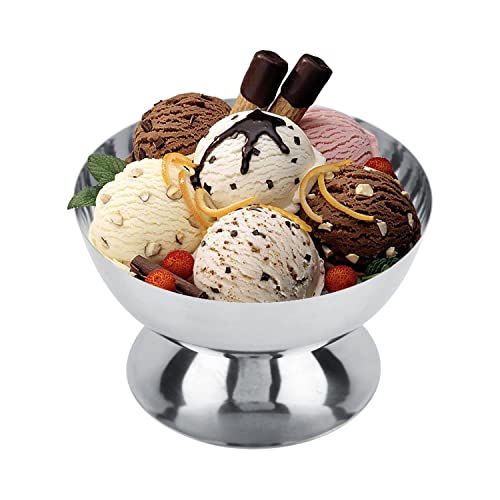 Eisbecher, Dia 10cm 200ml Edelstahl Eisbecher Eispokal EIS Becher Dessertschalen mit Fuß, Dessertgläser für Eiscreme Obst Cocktails Salat Joghurt und Fruchtpudding (Short) von Hapivida