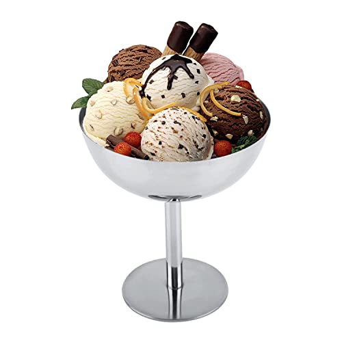 Hapivida Eisbecher, Dia 10cm 200ml Edelstahl Eisbecher Eispokal EIS Becher Dessertschalen mit Fuß, Dessertgläser für Eiscreme Obst Cocktails Salat Joghurt und Fruchtpudding (Tall) von Hapivida