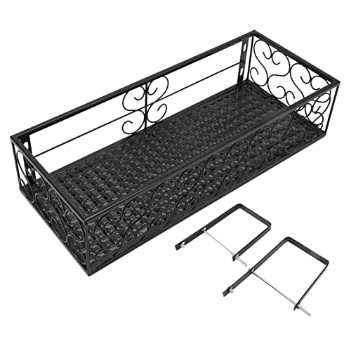 Eisen Hänge Blumenregal Korb, schwarzes Metall Balkon Blumenregal hängender Blumentopf Aufhänger, Sukkulenten dekoratives Geländer Regal für Patio Garten(For 10.5cm railing) von Hapivida