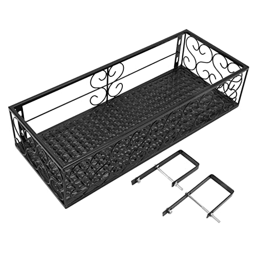 Eisen Hänge Blumenregal Korb, schwarzes Metall Balkon Blumenregal hängender Blumentopf Aufhänger, Sukkulenten dekoratives Geländer Regal für Patio Garten(For 6.5cm railing) von Hapivida