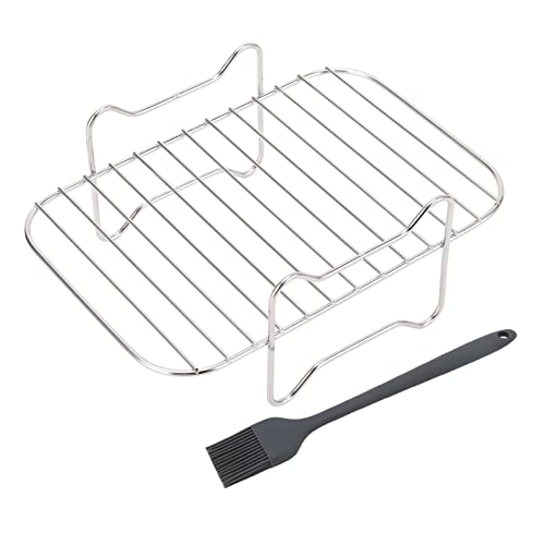 Friteuse Rack 20×14×8 cm Edelstahl Air Fryer Racks Multi Layer Dehydrator Toast Rack Grill Rack Mehrzweck Kochen Dampf Regal Spieß Rack Luft Fritte Use Zubehör für DZ201 401 von Hapivida