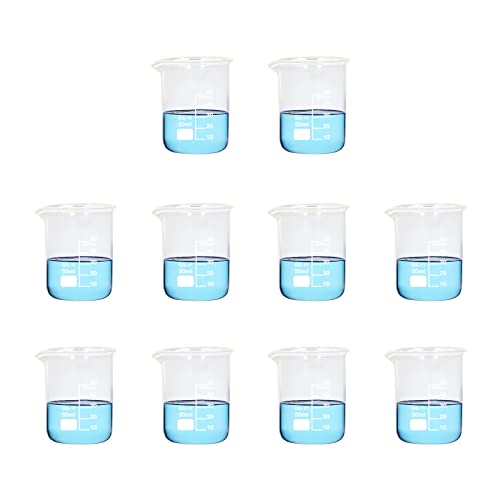 10 Stück Glas Messbecher 50 ml Volumetrische Transparente Becherglas Laborglaswaren für Labor Küchen Bedarf von Hapivida