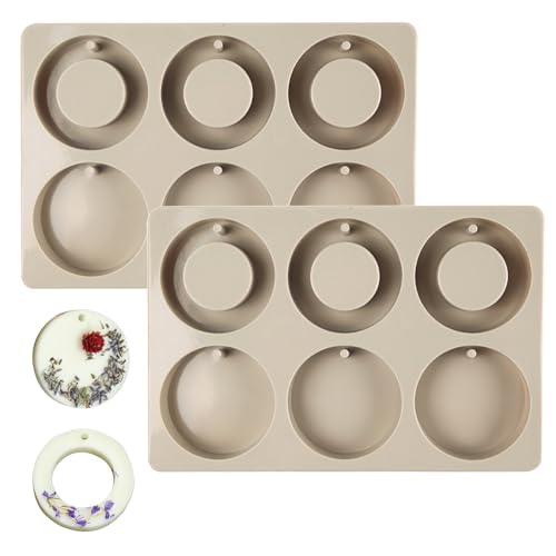 Hapivida 2 Stück SIlikonform Seifenform, 6 Kreise Silikonform Rechteckig Silikon mit Loch zum Aufhängen Seifenformen Seife Gießformen für Seife Duft Aromatherapie Schmuck von Hapivida