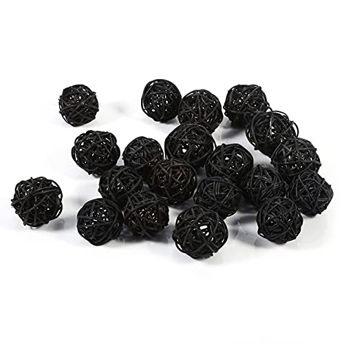 Hapivida 20 Stück Rattankugeln, 3cm Bunte Dekorative Rattankugeln Rattan Bälle Dekorative Kugeln Vasen Füller, Ornamente für Tisch, Hochzeit, Weihnachten, Geburtstag, Party Dekorationen(Schwarz) von Hapivida