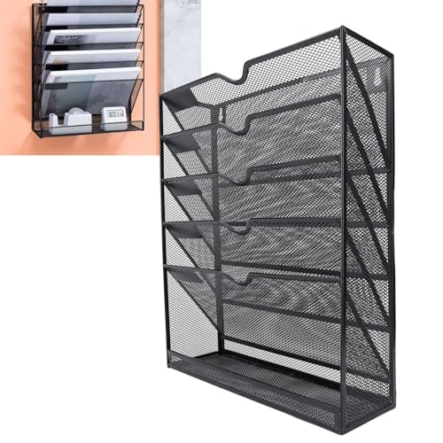 Hapivida 6 TIGER WALS -FILE -Organisator, Metall -Mesh -Wanddatei -Ordnerhalter mit großen Taschen Bücher Stationäre Mail magazines Speicherregal für Home School Office von Hapivida