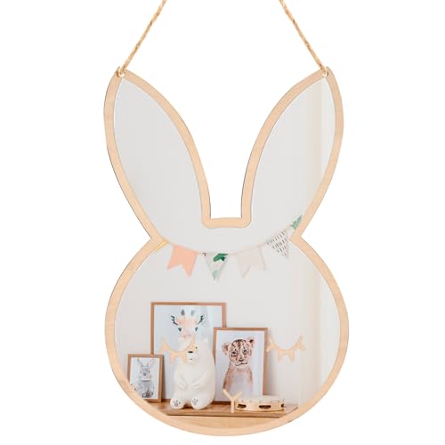 Hapivida Bruchsicherer Spiegel für Kinder, nordischer Acryl Wandspiegel dekorativer Cartoon Wandspiegel zum Aufhängen Leichter Spiegel für die Wand, Kinderzimmer, Kunst, Heimdekoration(Kaninchen) von Hapivida