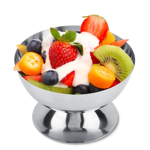 Hapivida Eisbecher, Dia 10cm 200ml Edelstahl Eisbecher Eispokal EIS Becher Dessertschalen mit Fuß, Dessertgläser für Eiscreme Obst Cocktails Salat Joghurt und Fruchtpudding (Short) von Hapivida