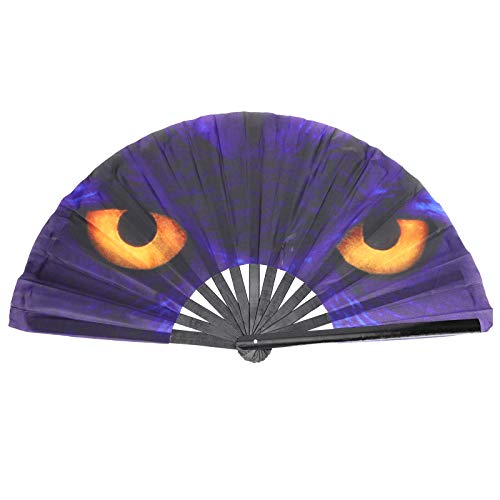 Hapivida Chinesischer Kung Fu Fächer 34,5cm Dekorative Faltbares Handfächer Vintage Eulenauge Fan mit Stoff Schutzbeutel für Hochzeit, Party, Tanz, Festival, Leistung, Geschenk von Hapivida