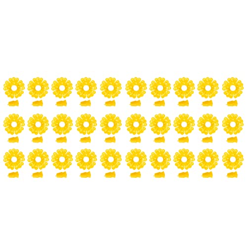 Hapivida Hummingbird Feeder Replacement Flowers, 30 Stück Ersatzblumen für Kolibri-Futterspender mit Blumenmuster, stabile Kunststoff-Blumenfutterhäfen zum Aufhängen, Gartendekorat (Gelb) von Hapivida