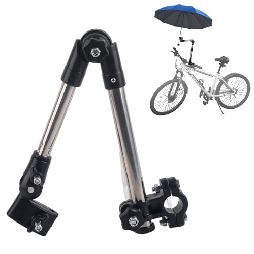 Regenschirmhalterung 25 cm 360° Verstellbarer Schwarz Edelstahl Rollstuhl Fahrrad Regenschirmhalterung Stretch Regenschirmhalter für Rollator Kinderwagen von Hapivida