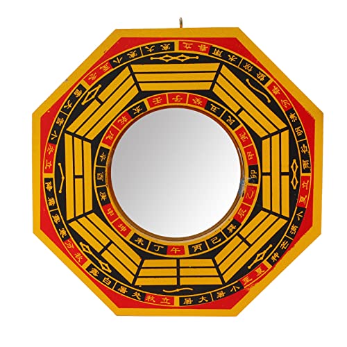 Hapivida Traditionelles Chinesisches Feng Shui Konvex 20,3 cm Bagua Spiegel Feng Shui Metall Schutz Charm Holz Spanplatte Metall Chinesische Feng Shui Dekoration von Hapivida