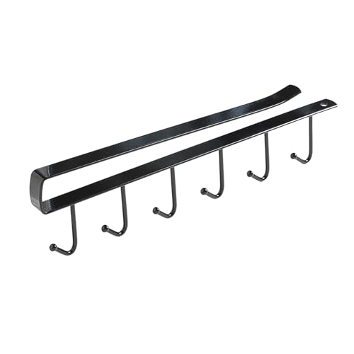 Kaffeetassenhalter Unter Schrank 26x4,5 cm Eisen Ohne Bohrbecher Halter mit 6 Haken Unter Regal Becher Organizer Kügelchen Küchenutensilien Hängende Haken (Schwarz) von Hapivida