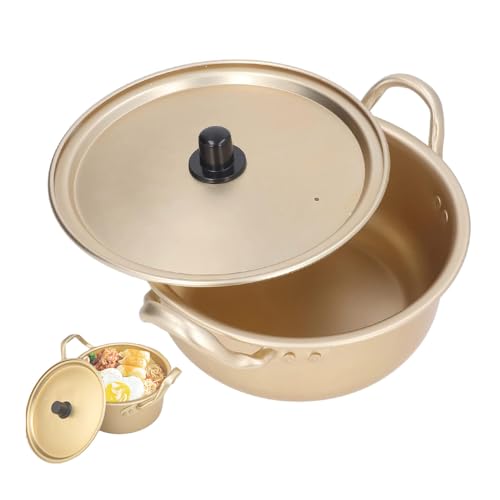 Koreanischer Ramen Topf, 18 cm Korea Nudeltopf leichter tragbarer Ramen Topf, Aluminium Ramen Topf mit Deckel für Zuhause, Camping, Wandern von Hapivida