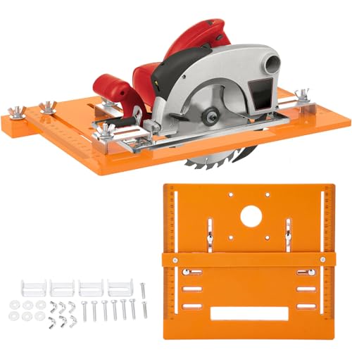 Kreissägen Grundplatte 28 x 25 cm Schnittkreissägenführung Aluminium Frästisch Einlegeplatte Tischfräse Kreissägen Führungsschienenwerkzeug für Kann 19cm schneiden zum Oberfräse Fasenfräsen von Hapivida