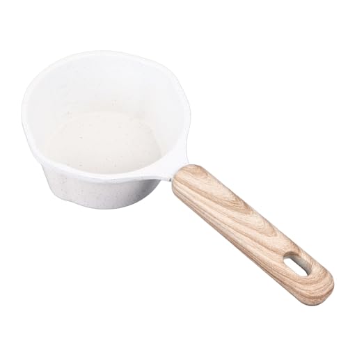 Küchensauce Pfanne 10 cm Minisauce Pfanne Kochtopf Aluminium Nicht Stick Sauce Topf mit Gossenausschnitten zum Gießen von Ölmilchheizungsbraten (Weiß) von Hapivida