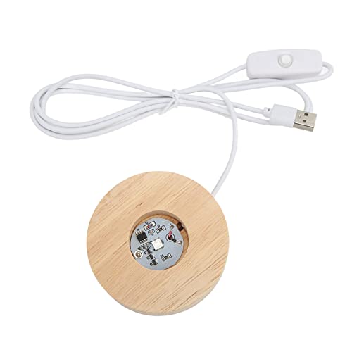 LED Display Sockel, Hochwertiger Holz Leuchtsockel mit USB Kabel, 8cm Durchmesser, Eichenmaterial, für Kristallglas, Harzkunst, 3D Glaskugel, Acryl Schmuck von Hapivida
