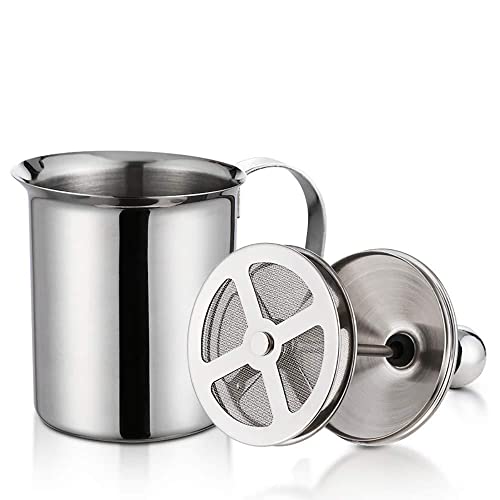 Manuelle Milchschaum, 800ml Edelstahl Milk Frother Milchaufschäumer Manuell mit Doppeltem Sieb und Speziellem Drückmechanismus für Milch Cappuccino, Kaffee, Latte, Heiße Schokolade von Hapivida