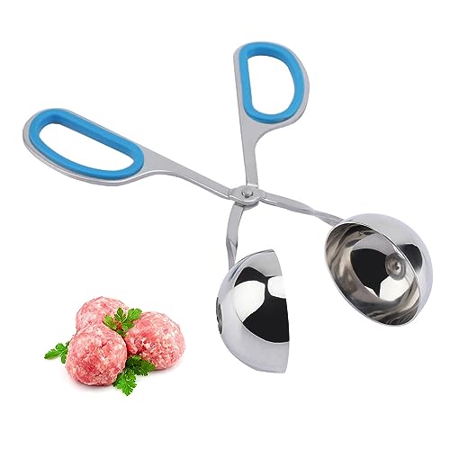 Meat Baller, Edelstahl Antihaft Fleischballer Kugelzange Fleischbällchen Former Cookie Teig Scoop Küche Eisportionierer Frikadelle Making Tool für Obst, Fleischbällchen, Kuchen (Blau) von Hapivida