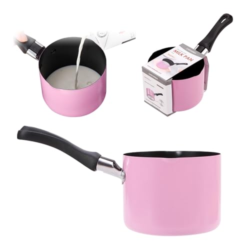 Mini Kochtopf mit Griff, 550ml 10cm Kleine Milchpfanne Antihaft Butterwärmer Mini Suppentopf Milch Kochen Schmelztopf mit Zwei Ausgießer (Rosa) von Hapivida