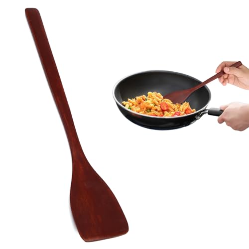 Pfannenwender Holz, Kleiner Holzspatel Flacher Bratspatel Antihaftbeschichteter Pfannenwender Hitzebeständige Schaufel Küchenutensilien zum Kochen, Backen, Braten(Rot) von Hapivida