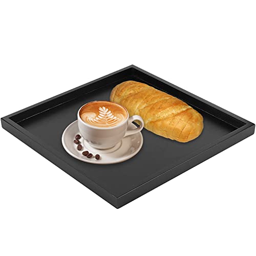 Rechteckiges Serviertablett, 30x30cm Schwarz Holz Serviertablett Frühstückstablett Küchentablett Rechteckig, Kaffee Cup Teetablett Snacktablett Badezimmer Tablett Klein Deko Tablett für Home von Hapivida