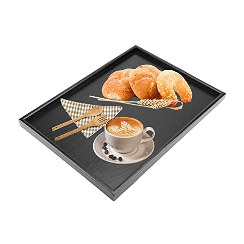 Serviertablett aus Holz, rechteckig Snack Platte Tee Kaffee Essen Mahlzeiten Serviertablett für Küche, Restaurants, Partys, Schwarz(30 x 20 cm) von Hapivida