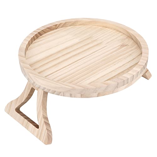 Sofa Tablett, Beistelltisch Tischclip, Faltbares Holz Couch Tablett, Rund 24 cm Getränke Snack Halter für Kaffee/Fernbedienung/Elektronik(25cm) von Hapivida