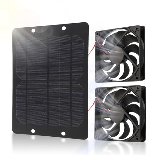 Solarauspuff Dual Fan 10W 12V 2a Energiesparender Mini Solarbetriebener Panel Ventilator Für Hausdachboden, Gewächshaus, Haustier Hühnerhaus Kühlung von Hapivida