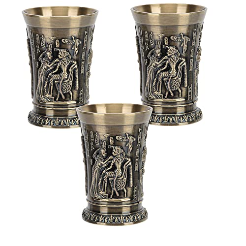 Hapivida Weinkelch Metall Vintage Whisky Schnapsglas handgeprägte Mini Cup Geschenk Der Heilige Gral Kelch mit Metalleinsatz Weinkelch Ritter Dekoration Ornamente (3 stück) von Hapivida