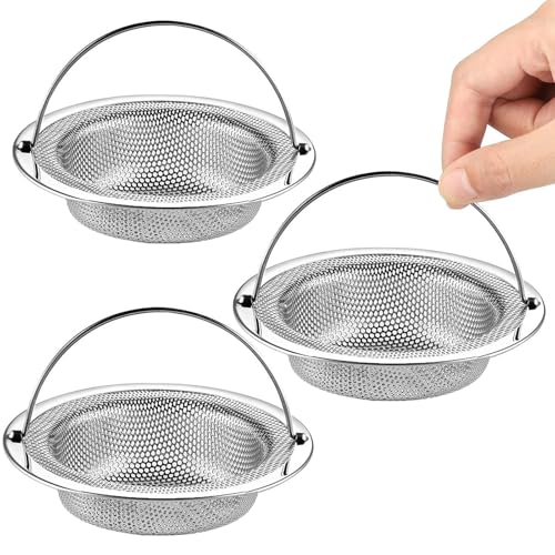 HaploS 3 Stück Edelstahl Abflusssieb, Sieb für Spülbecken, Dusche, Küchenspüle, Waschbecken, Haarsieb Dusche, Badewanne, Küche von HaploS
