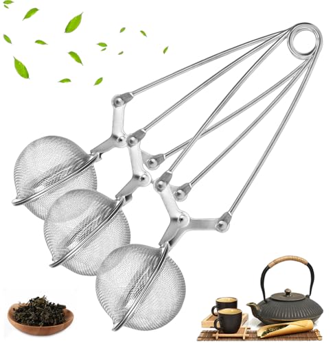 Siebzange 3er Set Teezangen Aus Rostfreiem Edelstahl, Feinmaschige Siebzange, Teeei in Kugelform Teeei Ø 4.5 cm Teesieb für Teeliebhaber Für Tee, Gewürze, Optimalen Teegenuss von HaploS