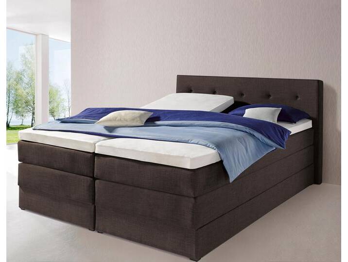 Boxspringbett HAPO, braun, Liegefläche B/L: 200cm x 200cm, kein Härtegrad, 7-Zonen-Kaltschaummatratze, Kopfteil, seitliche Unterbox und Obermatratze sind mit pflegeleichtem Feinstrukturstoff in Leinenoptik (100% Polyester) bezogen, Die Oberseite der Unterfederung und die Ober- und Unterseite der Obermatratze sind jeweils mit einem rutschhemmenden Stoff aus 100% Polyester bespannt., Komplettbetten, Boxspringbett, mit Bettkasten Boxspringbett HAPO, braun, Liegefläche B/L: 200cm x 200cm, kein Härtegrad, 7-Zonen-Kaltschaummatratze, Kopfteil, seitliche Unterbox und Obermatratze sind mit pflegeleichtem Feinstrukturstoff in Leinenoptik (100% Polyester) bezogen, Die Oberseite der Unterfederung und die Ober- und Unterseite der Obermatratze sind jeweils mit einem rutschhemmenden Stoff aus 100% Polyester bespannt., Komplettbetten, Boxspringbett, mit Bettkasten von Hapo