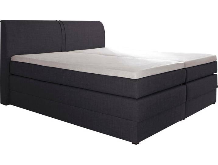 Boxspringbett HAPO, grau (anthrazit, strukturstoff), Liegefläche B/L: 160cm x 200cm, kein Härtegrad, 7-Zonen-Tonnentaschen-Federkernmatratze, Kopfteil, seitliche Unterbox und Obermatratze sind mit pflegeleichtem Feinstrukturstoff in Leinenoptik (100% Polyester) oder Kunstleder bezogen, Die Oberseite der Unterfederung und die Ober- und Unterseite der Obermatratze sind jeweils mit einem rutschhemmenden Stoff aus 100% Polyester bespannt., Komplettbetten, Boxspringbett, mit Bettkasten von Hapo