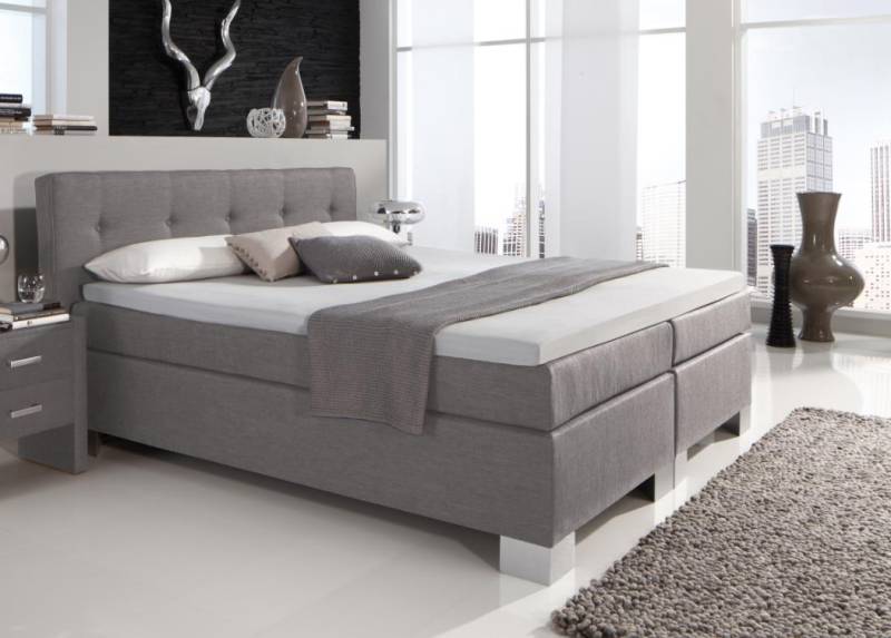 Hapo Boxspringbett OAKLAND in Stoff B211 silbergrau von Hapo