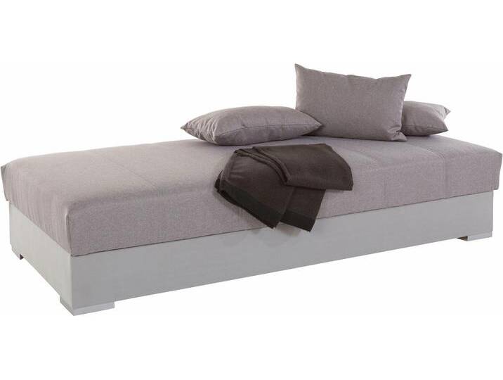 Polsterliege HAPO, grau (grau strukturstoff, hellgrau microvelours), Liegefläche B/L: 80cm x 200cm, H2, Bonnell-Federkernmatratze, Komplettbetten, mit Bettkasten von Hapo