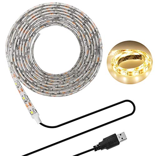 HapopFan USB TV Hintergrundbeleuchtung 6.56Ft/2m LED Band Licht für 40-60 Zoll HD Fernseher,wasserdichtes SMD 3528 5V warmweiß Bias Lighting,USB Bias Lighting für Heimkinos von HapopFan