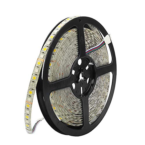 RGBWW LED Streifen 16.4ft/5m 300LEDs DC 12V SMD 5050 Wasserdichtes RGB+Warmweiß LED Bandlicht,LED Flächenleuchten Home Decoration Lighting Flexibles Lampenband (ohne Stromversorgung und Controller) von HapopFan