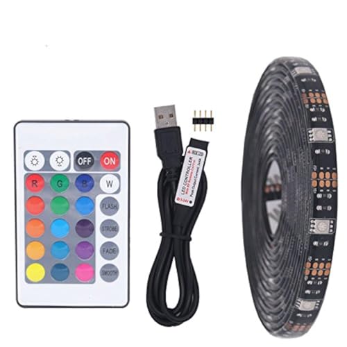 USB RGB LED Streifenlicht, 5M 30leds/m Schwarz PCB 5V 5050 RGB Farben LED Licht mit 24Key Remote für TV Hintergrundbeleuchtung,Ribbon Licht, Seil Beleuchtung,Küche LED-Beleuchtung,LED Streifen Lampe von HapopFan
