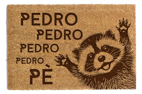 Fußmatte aus Kokos mit lustigem Text und Grafiken – Pedro Pedro Pedro Pedro Pe – Eingang – Natürliche Kokosmatten – Rutschfest von Happenings